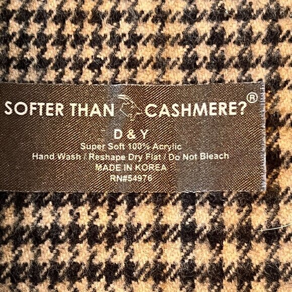 Softer than Cashmere Brown and Tan Plaid Fringed 12" x 64" scarf - Picture 3 of 5